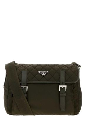 Prada Green Logo Large Shoulder Bag