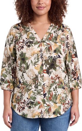 Jones New York Plus Pleat Front Blouse