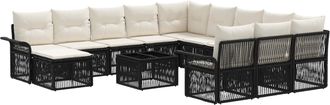 vidaXL Conjunto De Sof&aacute;s De Jard&iacute;n 13 Uds. Negro Y Blanco Crema Vidaxl