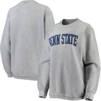 Pressbox Womens Pressbox Gray Penn State Nittany Lions Comfy Cord Vintage Wash Basic Arch Pullover Sweatshirt at Nordstrom, Size X-Large