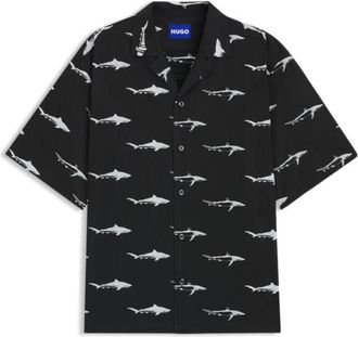 HUGO BOSS Printed relaxed-fit shirt in cotton poplin