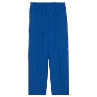Gucci Logo-Patch Wide-Leg Broek - Heren - Wijde Broeken - Blauw - L - Wol - Broeken