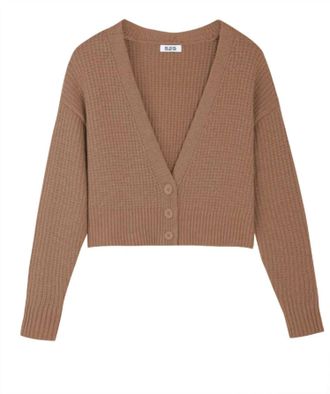 525 america Womens Jenny Cropped Button Front Cardigan In Cinnamon