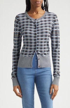 Veronica Beard Cambria Button Front Knit Cardigan in Blue Jay Multi at Nordstrom, Size X-Small