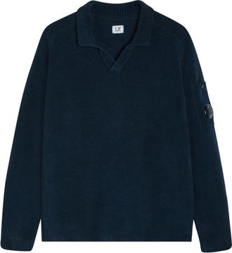 C.P. Company Cotton Polo Jumper - Navy - XL