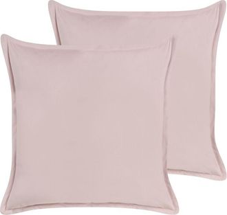 Beliani Beliani - Set of 2 Modern Minimalist Velvet Scatter Cushions Throw Pillows Pink Accent Piece Decoration 60 x 60 cm Eustoma