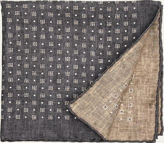 Brunello Cucinelli Mens Double-Face Geometric Silk Pocket Square