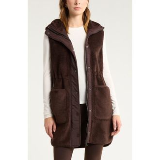 Zella Longline Faux Shearling Vest in Brown Mole at Nordstrom Rack, Size Large