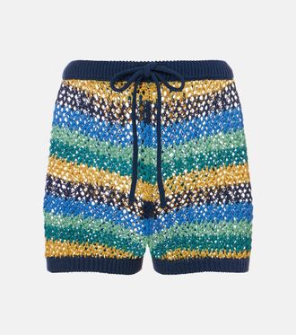 Etro Crochet striped cotton-blend shorts