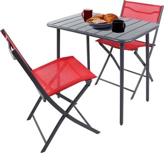 VCM 3 Piezas Conjunto De Muebles De Jard&iacute;n Grupo De Asientos Grupo De Comedor 1xmesa, 2x Sillas Mesa Dimensiones Aprox. Al. 72 X An. 80 X P. 55 Cm Barra P