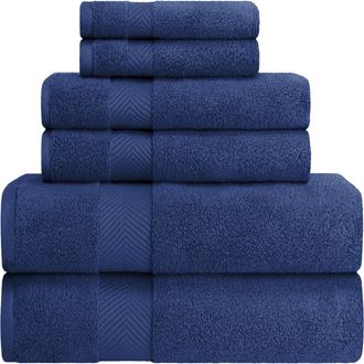 Superior Contemporary Quick-Drying Zero-Twist Cotton Assorted 6-Piece Towel Set