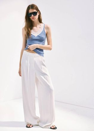 Mango Top lyocell pizzo celeste - Donna - XXS - MANGO