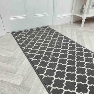 Runrug Hallway Carpet Runner Rug - Soft & Comfy, 9mm -Avanti in Grey | Size: 60 cm x 390 cm