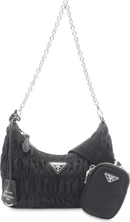Prada Borsa a spalla in tessuto Gaufre Re Edition 2000-2013 - Nero