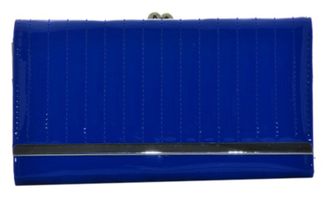 Girly HandBags Womens Quilted Patent Wallet Retro Glossy Stylish Purse Boxed Gift (Blue)