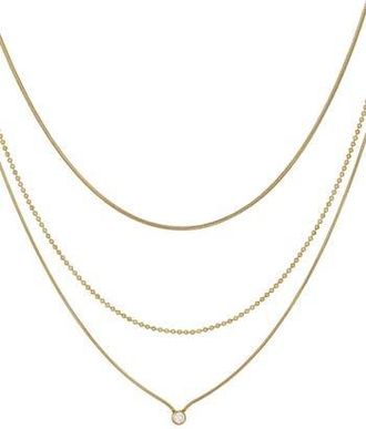 Adornia Layered Cubic Zirconia Necklace in Gold at Nordstrom Rack