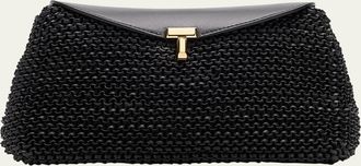 Toteme T-Lock Woven Leather Clutch Bag