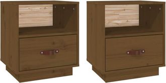 vidaXL Vidaxl - Mesitas De Noche 2 Uds Madera De Pino Marr&oacute;n Miel 40x34x45 Cm