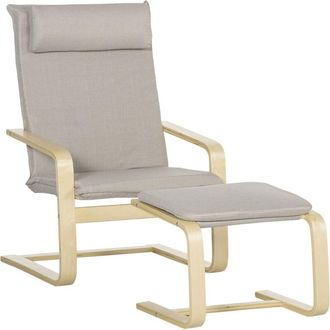 HOMCOM Homcom - sill&oacute;n de sal&oacute;n con otomana tapizado en tela butaca moderna con respaldo alto reposabrazos y almohada extra&iacute;ble Carga 120 kg 67x69x100 cm