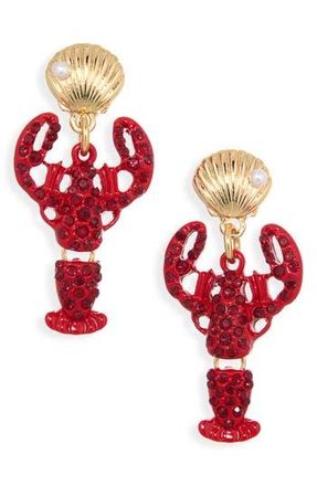 Leith Shell Lobster Drop Earrings in Red Multi- Gold at Nordstrom Rack