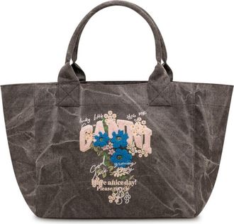 Ganni Grey Logo Large Tote
