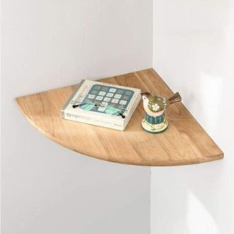 OEM Esquinera Flotante R&uacute;stica De Roble Con Extremo Circular, Ideal Para Altavoces, Libros, Elementos Decorativos Y Ba&ntilde;os. Roble, 18 Cm
