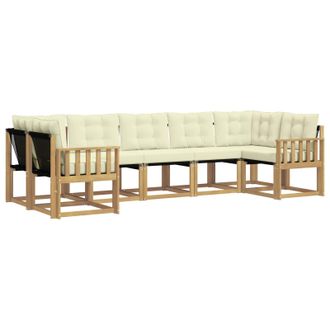 vidaXL Conjunto De Sof&aacute;s De Exterior Con Coj&iacute;n 7 Pcs Blanco Y Crema Vidaxl