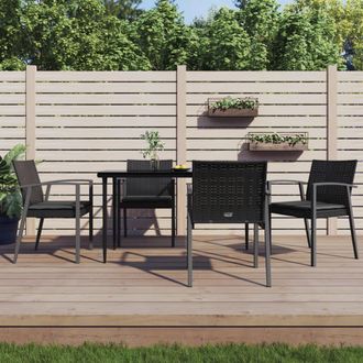 vidaXL Vidaxl - Juego Comedor Jard&iacute;n 5 Piezas Y Cojines Rat&aacute;n Sint&eacute;tico Y Acero