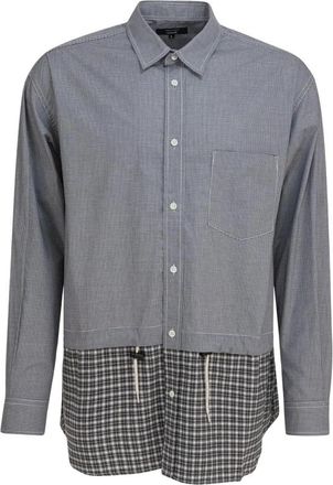 Comme Des Gar&ccedil;ons Gelaagde Geruite Overhemd - Heren - Casual Overhemden - Blauw - M - Katoen - Overhemden