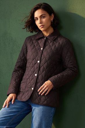 Roman Womens Quilted Collar Jacket - Brown - Size 18 UK