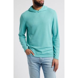 Johnnie-O Brinson Waffle Pullover Hoodie in Green Grass at Nordstrom, Size Xx-Large