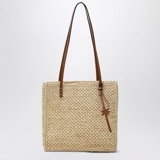 Maneb&igrave; Beige raffia tote bag