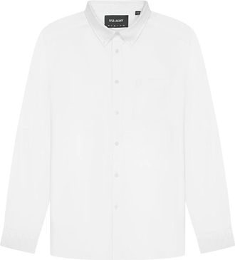 Lyle & Scott Tonal Eagle Plain Oxford Shirt - Heren - Zakelijke Overhemden - Wit - XS - Katoen - Overhemden
