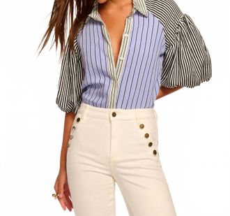 Ramy Brook Flor Button Down Top In Catalina Stripe