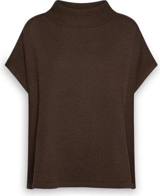 Elena Miro Pure Wool Cape - Dames - Coltruien - Bruin - 2XL - Wol - Truien & Vesten