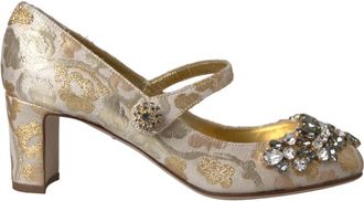 Dolce & Gabbana Gouden Jacquard Mary Janes Pumps Schoenen - Dames - Pumps - Geel - 35 1/2 EU - Schoenen