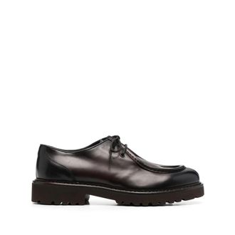 Doucal's Bruin Leren Veterschoenen met Dikke Hak - Heren - Veterschoenen - Bruin - 42 EU - Leer - Schoenen
