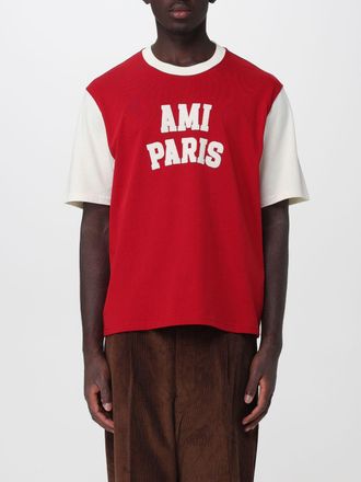 Ami T-shirt in cotone con stampa logo bicolor a contrasto