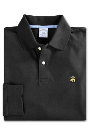 Brooks Brothers Mens Long Sleeve Mariner Stripe Half-Zip, 11321 Black/Gold, Medium
