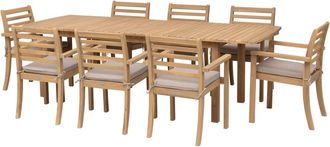 Happy Garden Conjunto de muebles de jard&iacute;n mesa 180/240cm acacia arena coj&iacute;n