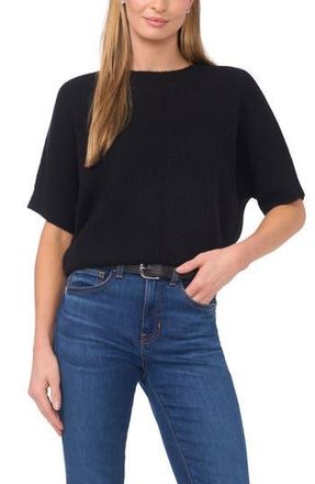 Halogen Short Sleeve Sweater in Rich Black at Nordstrom Rack, Size Medium