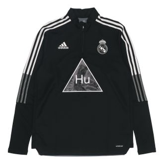 adidas x Crossover Real Madrid Soccer/Football Half Zipper Pullover Stand Collar Black Gray GK7841