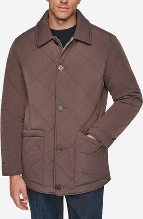 Cole Haan Mens Reversible Plaid Quilted Barn Jacket - Brown Size Medium