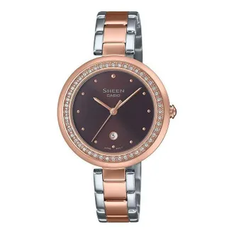 Casio (WMNS) CASIO Analog Silver Saphire Crystal Rose Gold SHE-4556SPG-5A