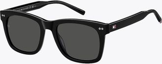 Tommy Hilfiger Mens Modern Prep Rectangle Sunglasses - Black