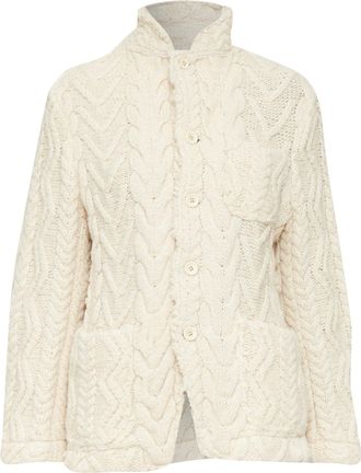 Junya Watanabe Man 2003 White Frayed Cable Knit Jacket