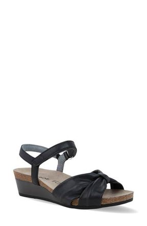 Naot Madame Ankle Strap Platform Wedge Sandal in Black Shiny Leather at Nordstrom, Size 10Us