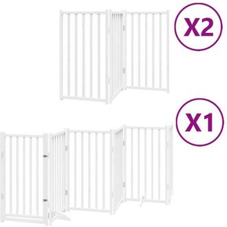 vidaXL Puerta De Perros Plegable 12 Paneles Madera &Aacute;lamo Blanca 600 Cm Vidaxl