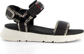 Dune London Womens Fitflop Ladies Heda - Double Strap Platform Sandals - Black Leather - Size UK 3