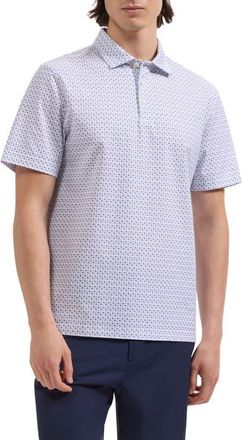 Bugatchi Victor OoohCotton Palm Tree Print Polo in White at Nordstrom, Size Xxx-Large